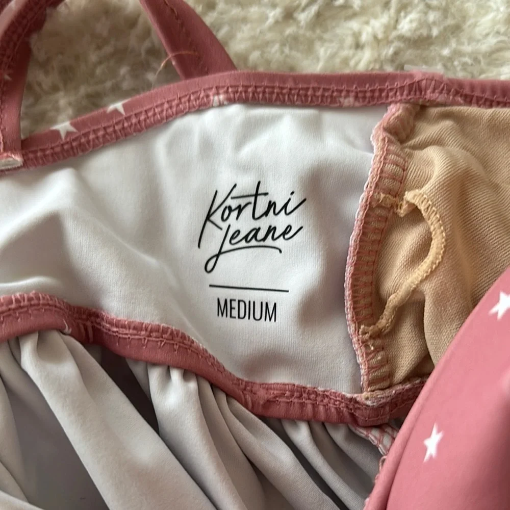 Kortni Jeane Dusty Pink Star Peplum Swim Top